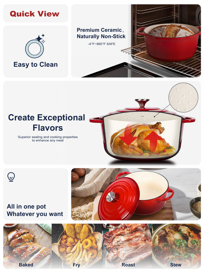 Features of Elvira Cast Iron Enamel Coated Cookware
